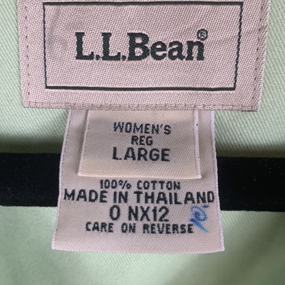L.L. Bean mint green long sleeved 100% cotton button up jacket size women’s Lg - Picture 4 of 7